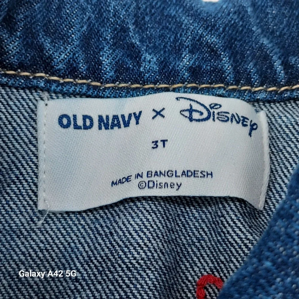 Old Navy Disney Minnie Mouse Denim Jacket Girls 3T Blue Red Heart Buttons 843805